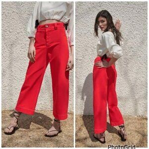 Zara WIDE LEG TOPSTITCHED JEANS